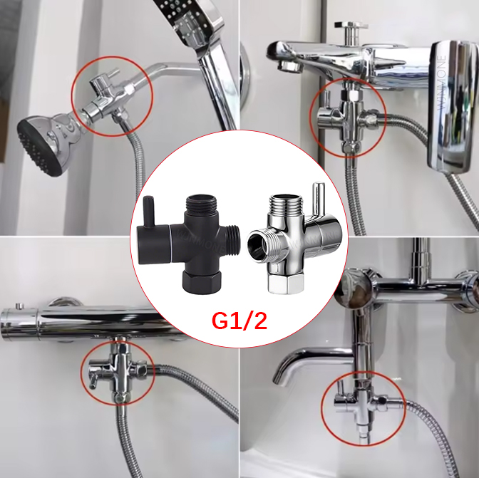 블랙 실버 3 웨이 T-어댑터 분배기 밸브 욕실 샤워  - Shower Valve Cartridge 리뷰 및 가격